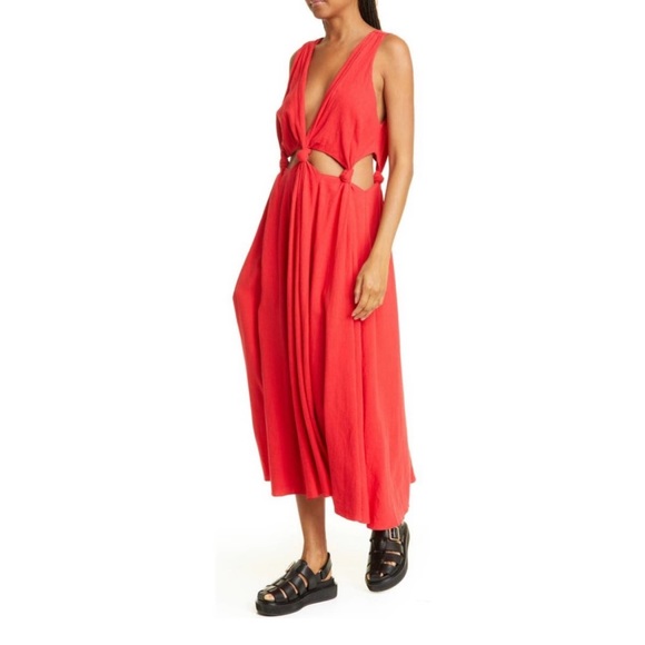 NWT FARM RIO CUTOUT DRESS RED SIZE LARGE - Picture 8 of 11